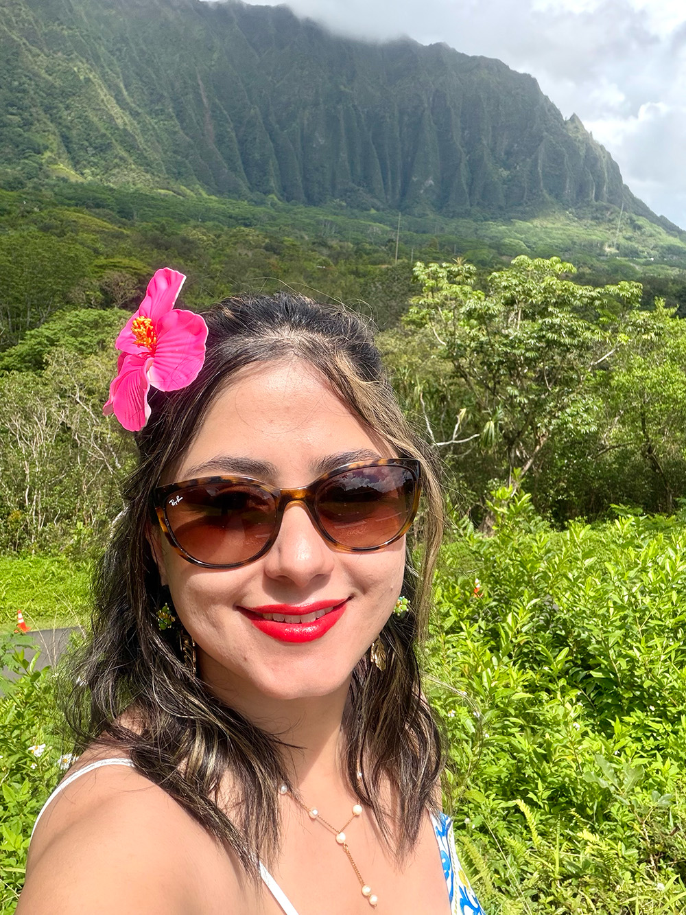 Azin Rashed in a tropical landscape
