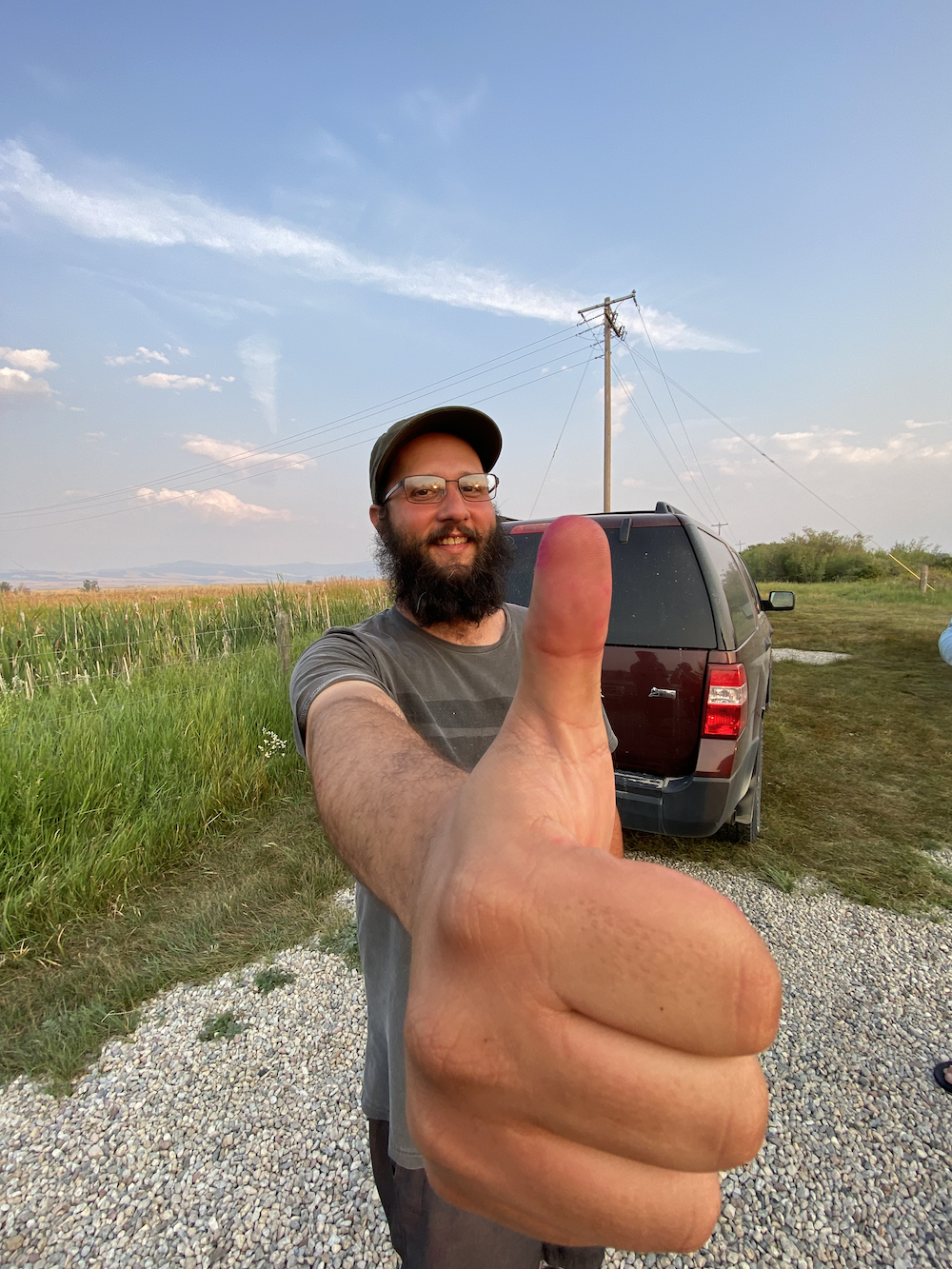 CREWS postdoctoral researcher Rafael Feijo de Lima gives a thumbs up (and shows some of the Big Diel after effects)