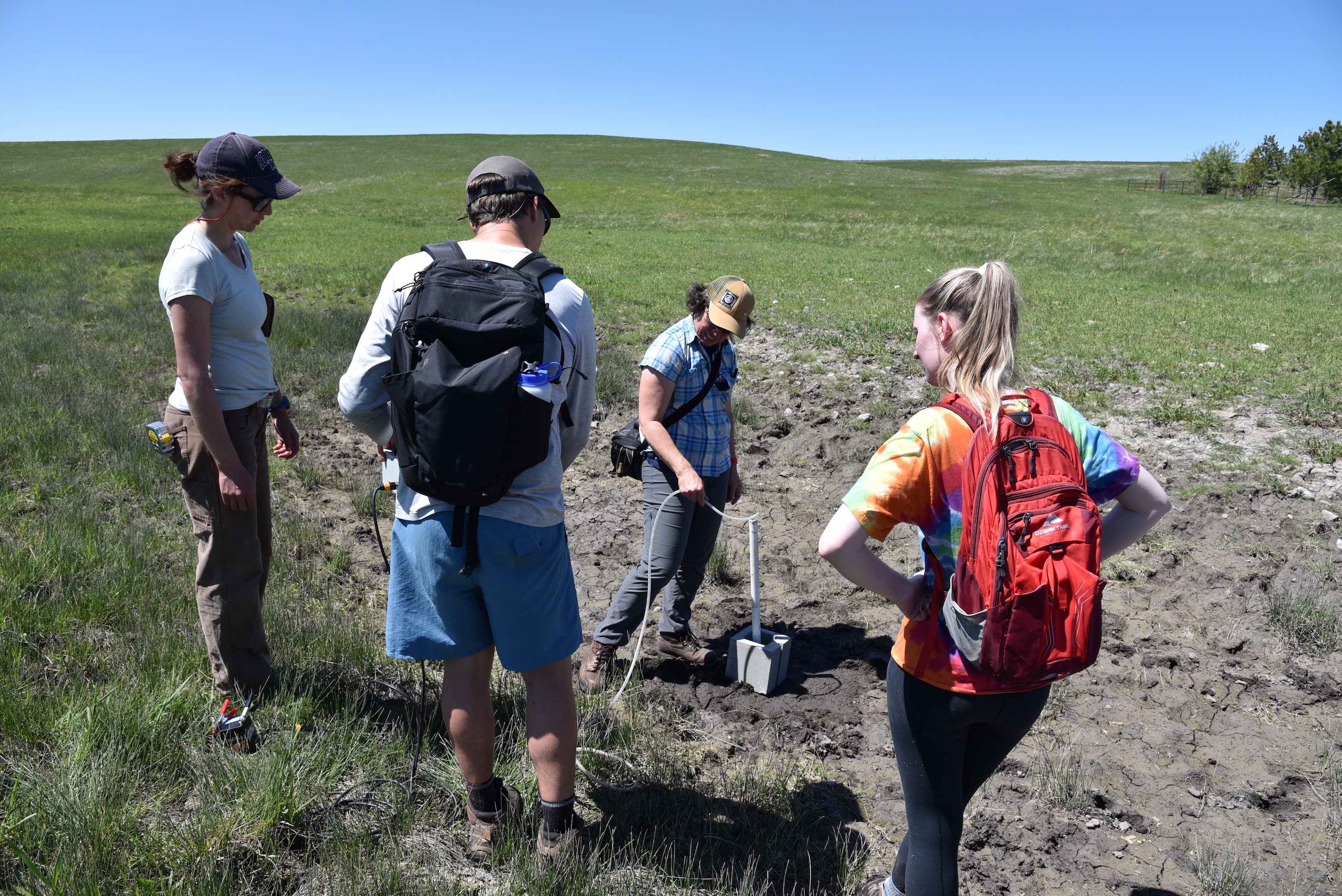 Stephanie Ewing tests whether the groundwater well is viable