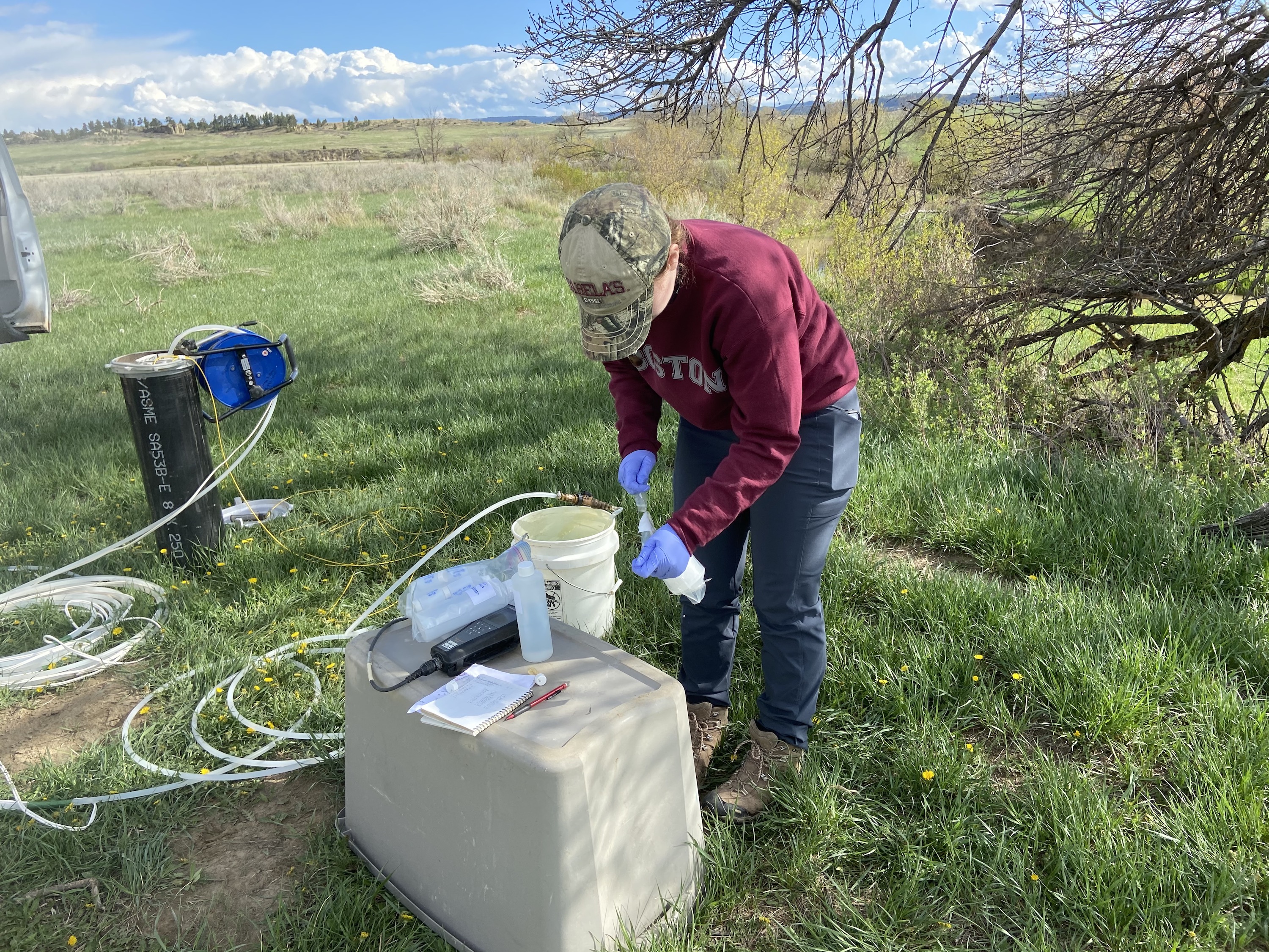 Student Allie Wolverton helps with sampling