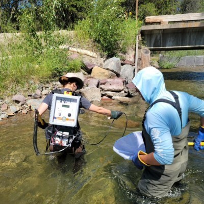 Raina Woolworth using stream equipment.