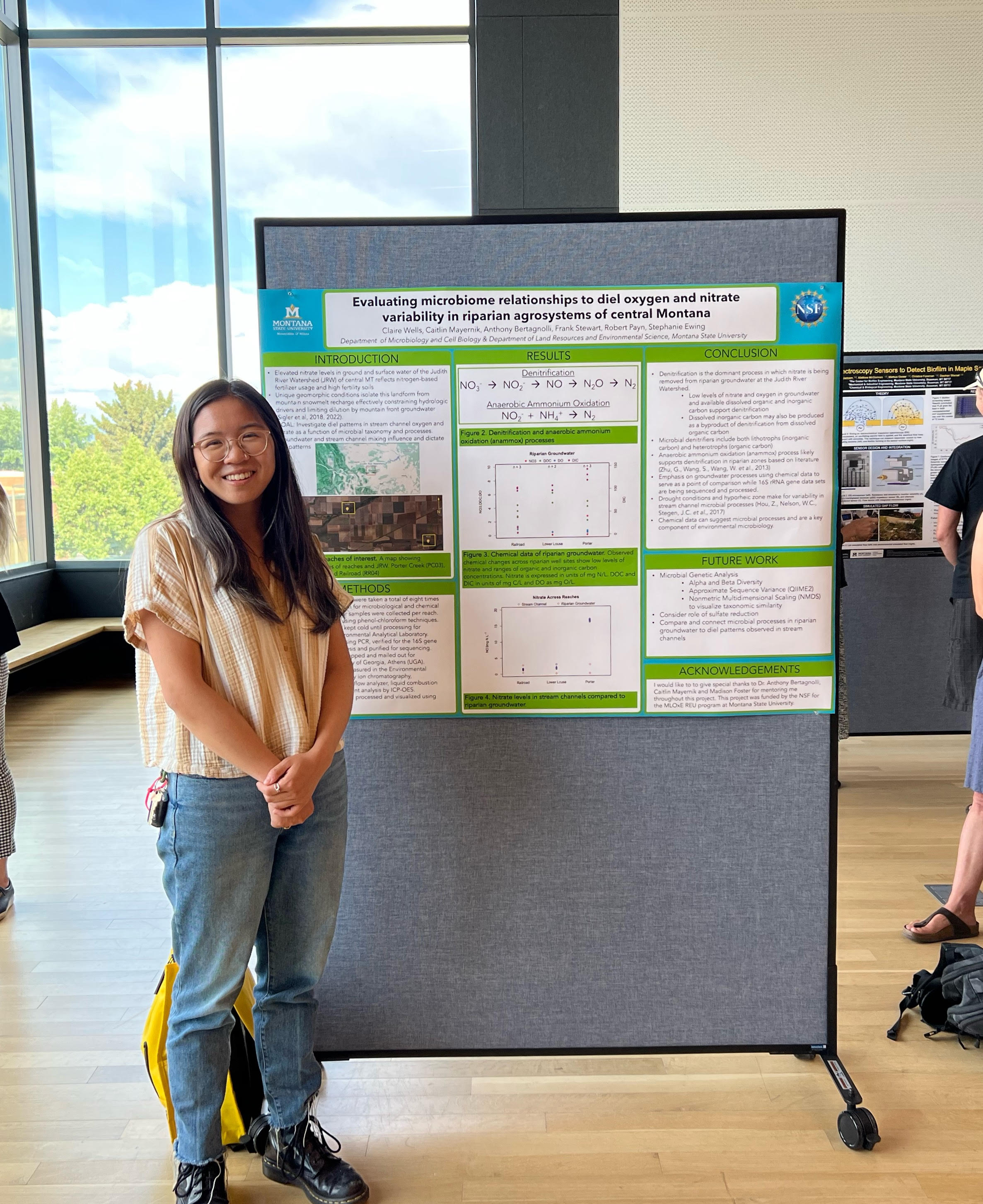 Claire standing next to her research poster