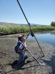 Morgan Schultz using stream equipment