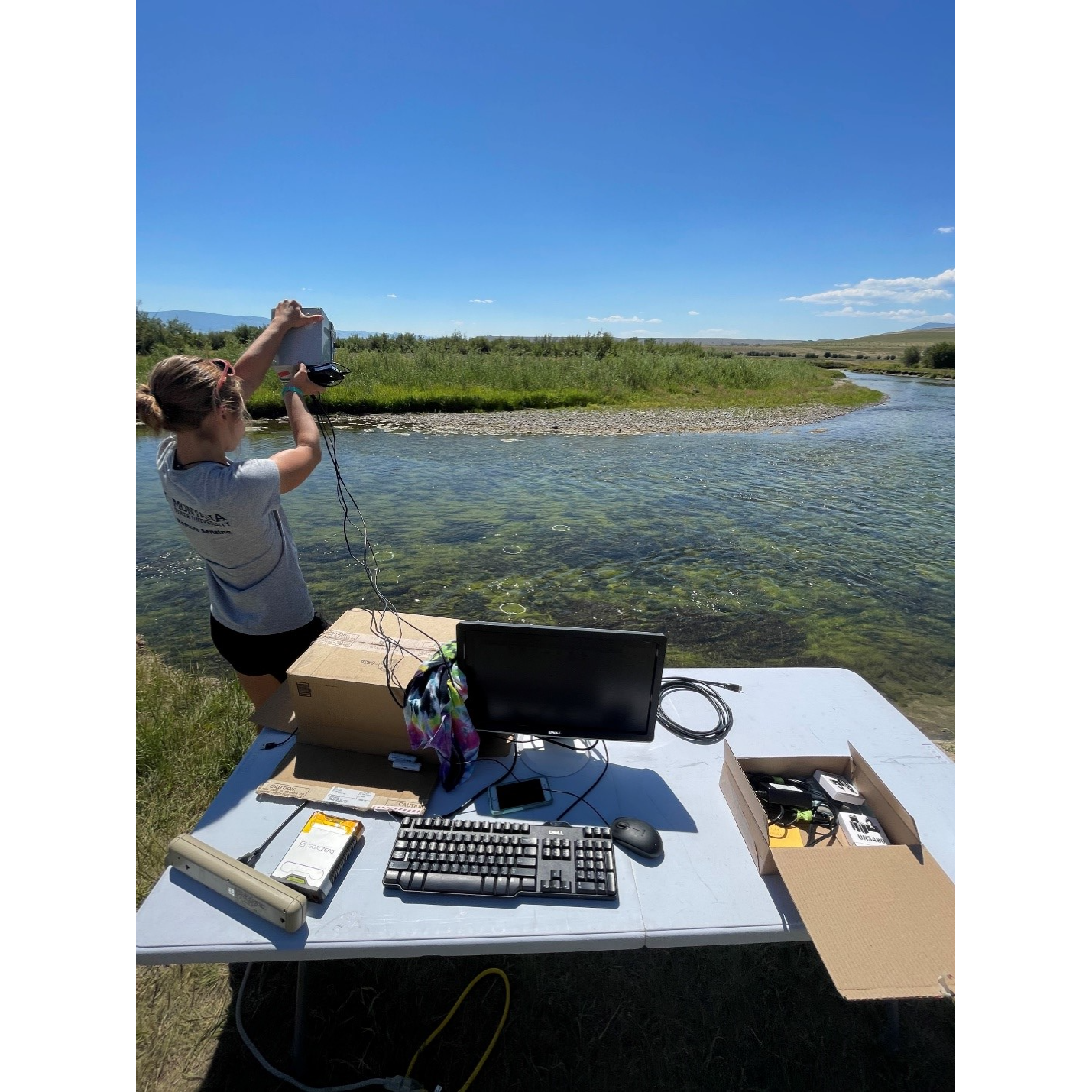 Shannon Hamp operating field equipment.