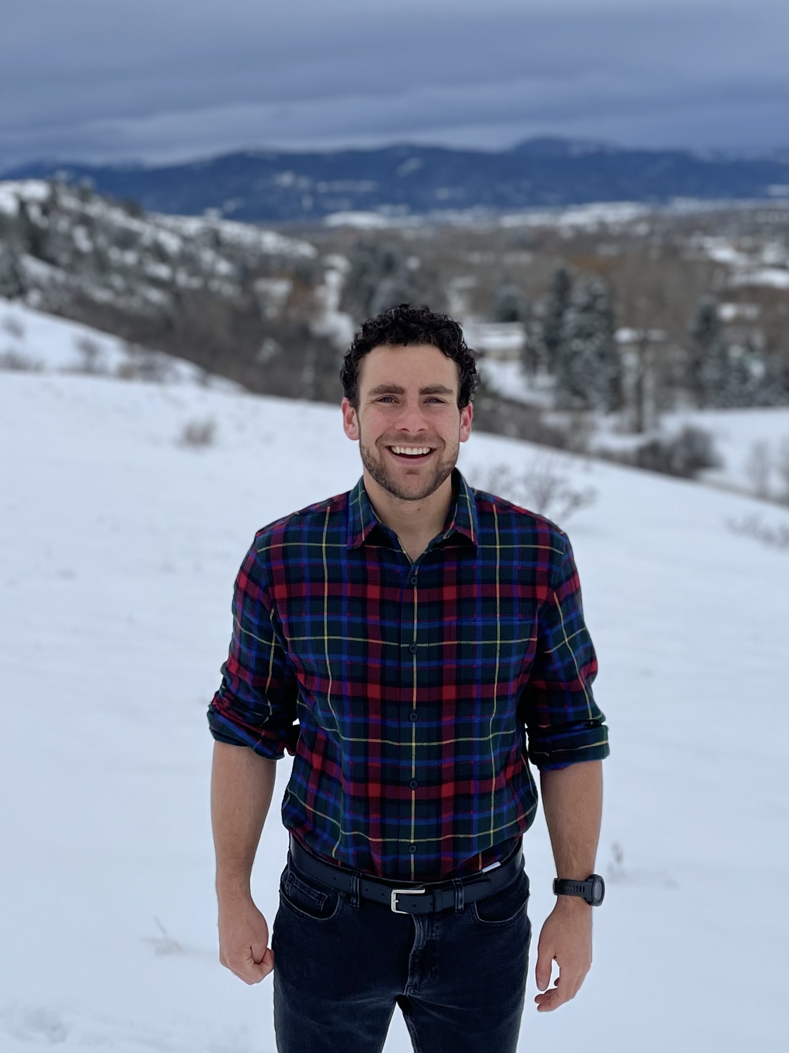 Angus Cummings on a snowy hillside