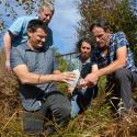 Montana State University researchers, from left, Rob Payn, Tony Bertagnolli, Stephanie Ewing and Frank Stewart. The group has received funding from the Department of Energy to study organisms that process nitrogen and produce oxygen along waterways. MSU photo by Colter Peterson.