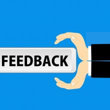 cartoon of the word "feedback"