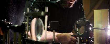 A graduate student works in the Spectrum Lab at Montana State University on Thursday, Jan. 19, 2023, in Bozeman, Mont. (Colter Peterson/MSU Photo)