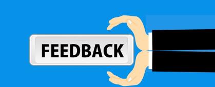 cartoon of the word "feedback"